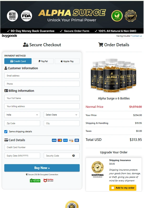 Alpha Surge order